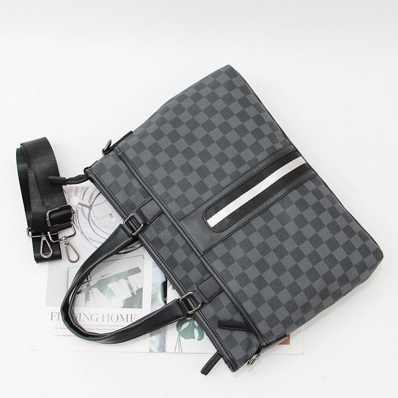 Men's Simple Trendy Computer Plaid Korean Style Bags