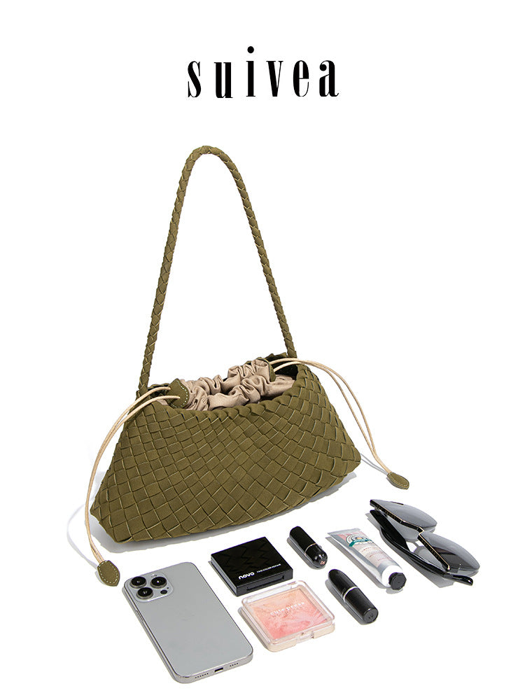 Women's Style Simple Woven Suede Underarm French Vacation Women's Shoulder Bag