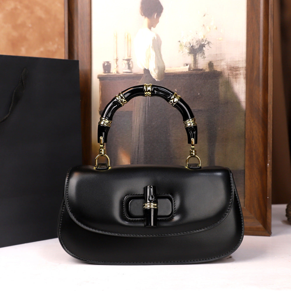 Hand Holding Saddle Bamboo Joint Design Women's Handbag