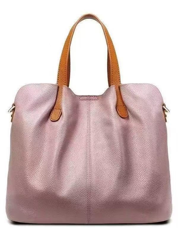 Women's Large Capacity Commuter Contrast Color Soft Leather Versatile Women's Shoulder Bag