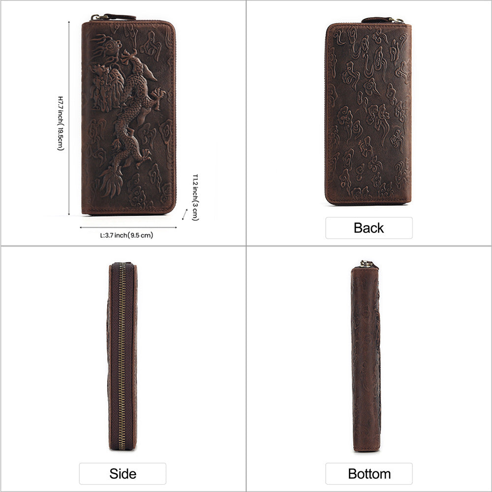 Men's National Fashion Long Large Capacity Zipper Genuine Men's Wallet
