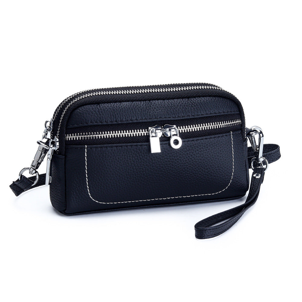 Women's Cowhide Exquisite Head Design Double Compartment Women's Clutch