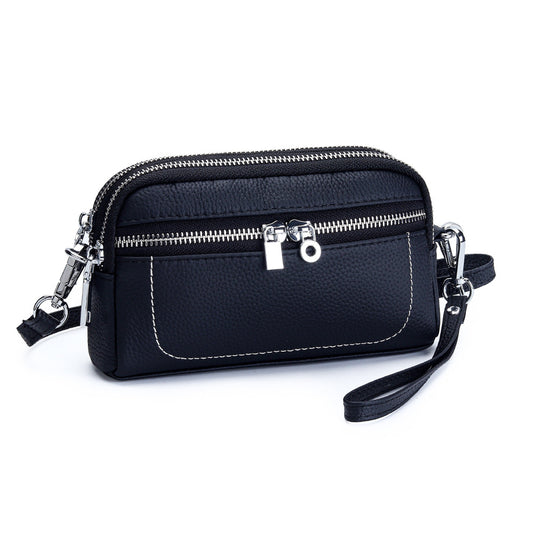 Women's Cowhide Exquisite Head Design Double Compartment Women's Clutch