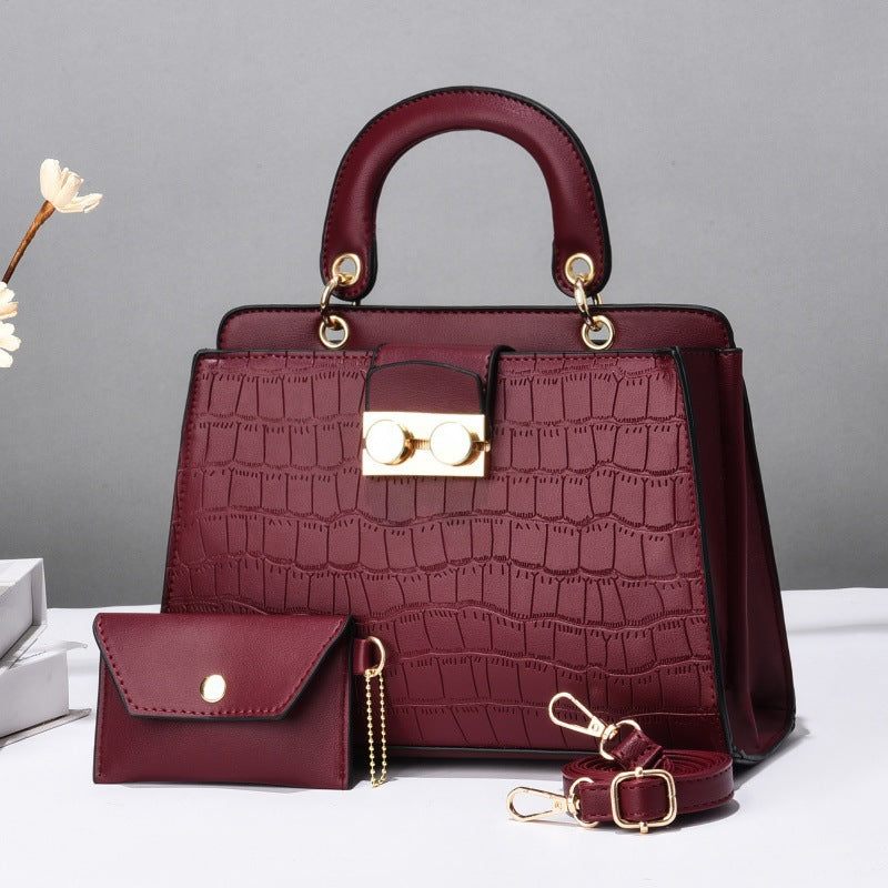 Women's Two-piece Large Capacity Solid Color Rhombus Bags