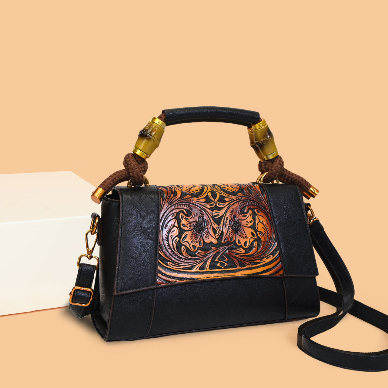 Artistic Bamboo Joint Ethnic Style Large Capacity Women's Handbag