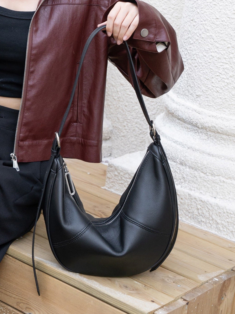 Women's First Layer Cowhide Dumpling Design High Sense Bags