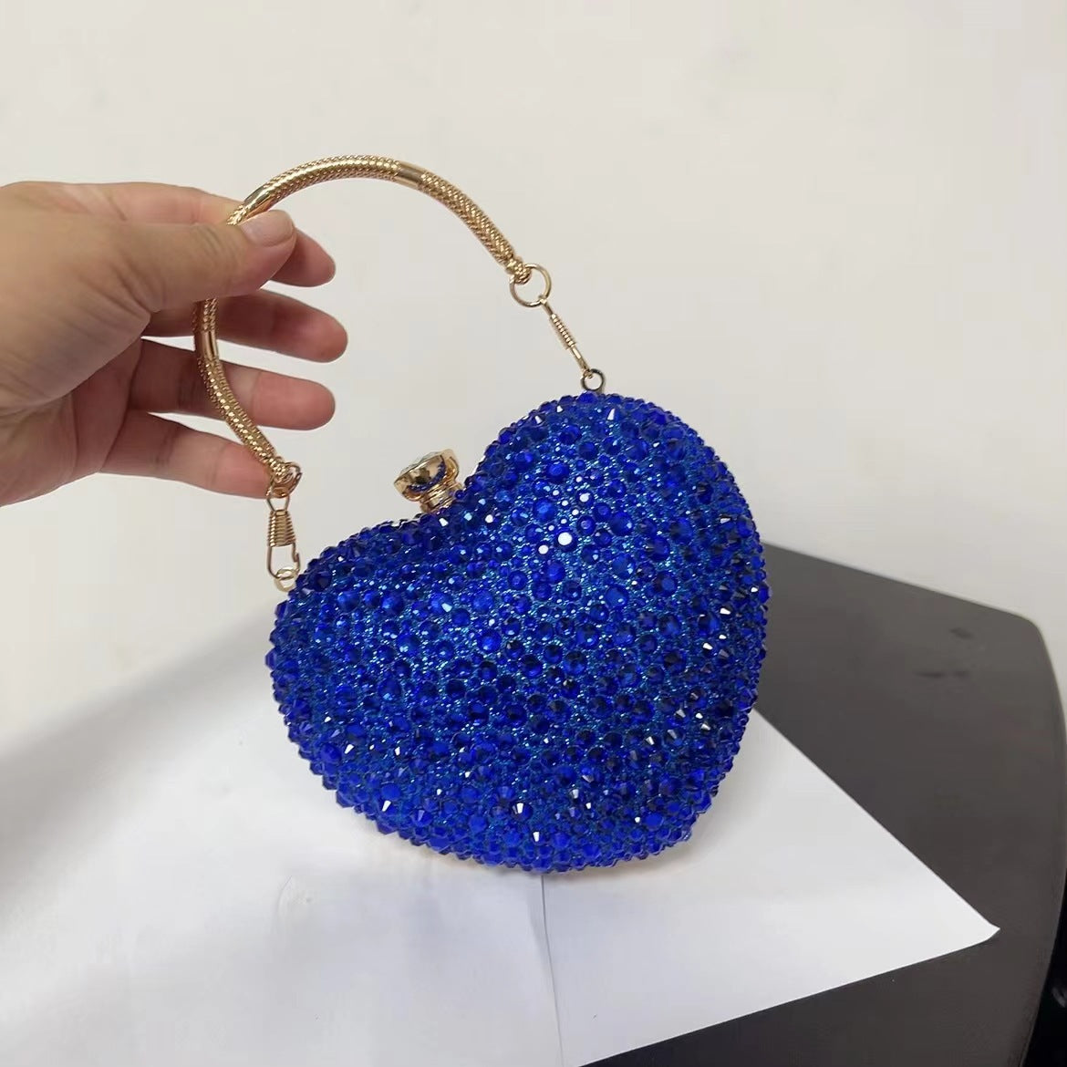 Women's Heart Shape With Diamond Acrylic Dinner Women's Messenger Bag