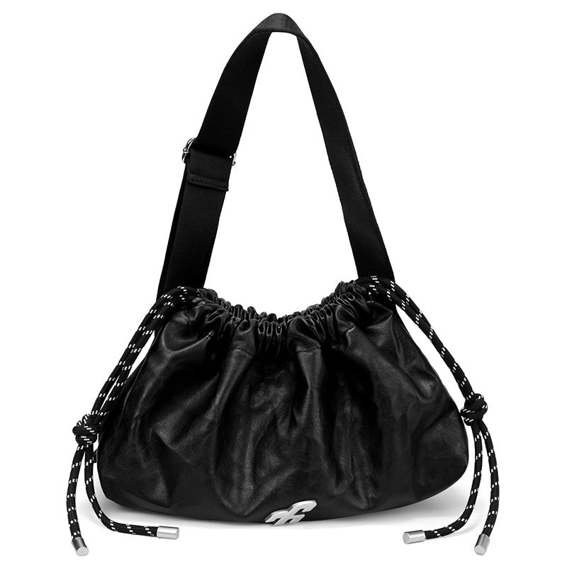Hello Drawstring Ruffle Female Large Capacity Commuter Women's Shoulder Bag