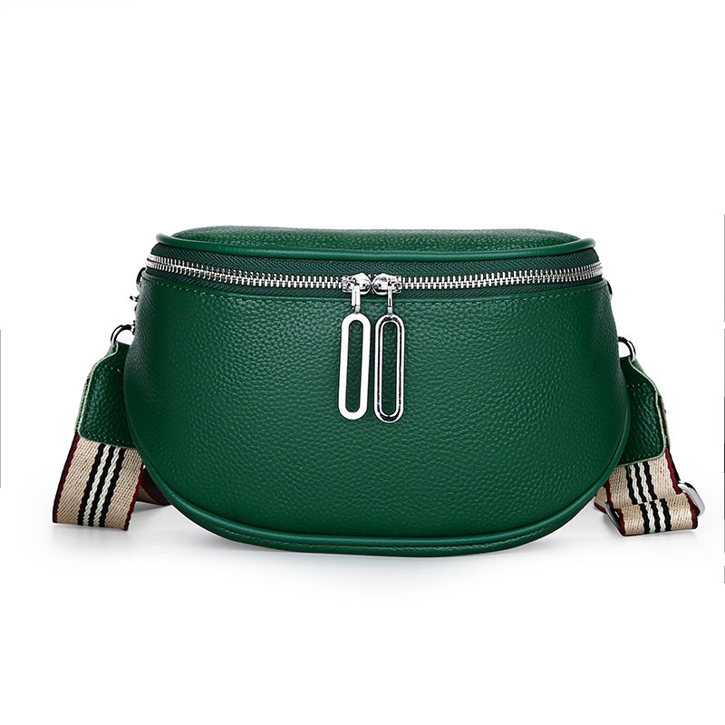 Women's Genuine Leather Saddle Fashion Simple Minority Women's Chest Bag, Fanny Pack