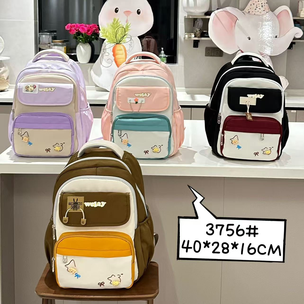 Women's & Men's Cartoon Large Capacity Design Waterproof Hard-wearing Primary School Bag
