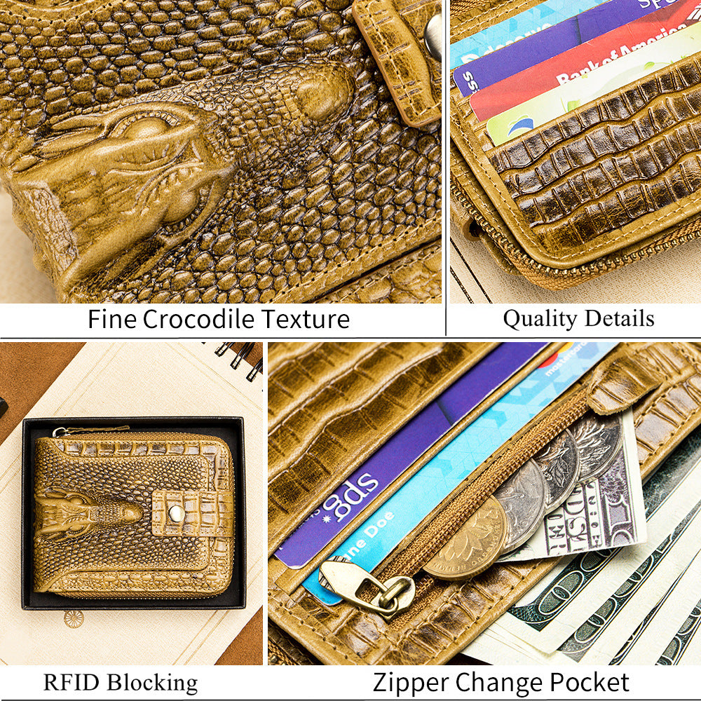 Men's Pattern Cowhide First Layer Short Multiple Slots Men's Wallet