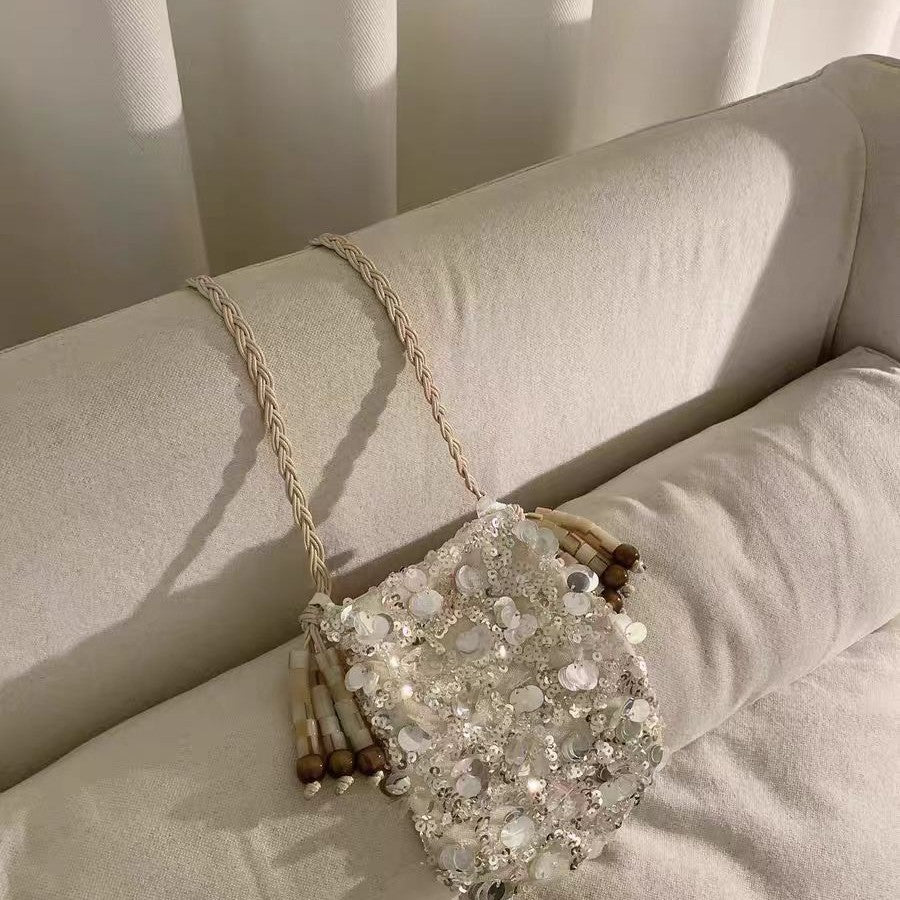 Beads Hand-woven Satin Beaded Change Mobile Bags