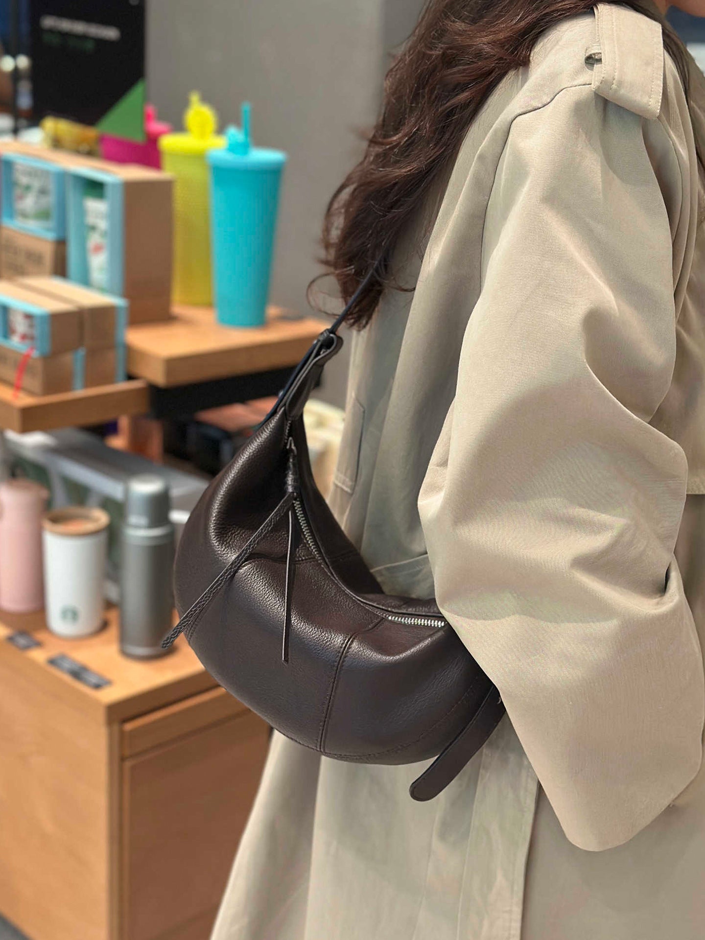 First Layer Cowhide Dumpling Niche High-grade Western Style Genuine Women's Shoulder Bag