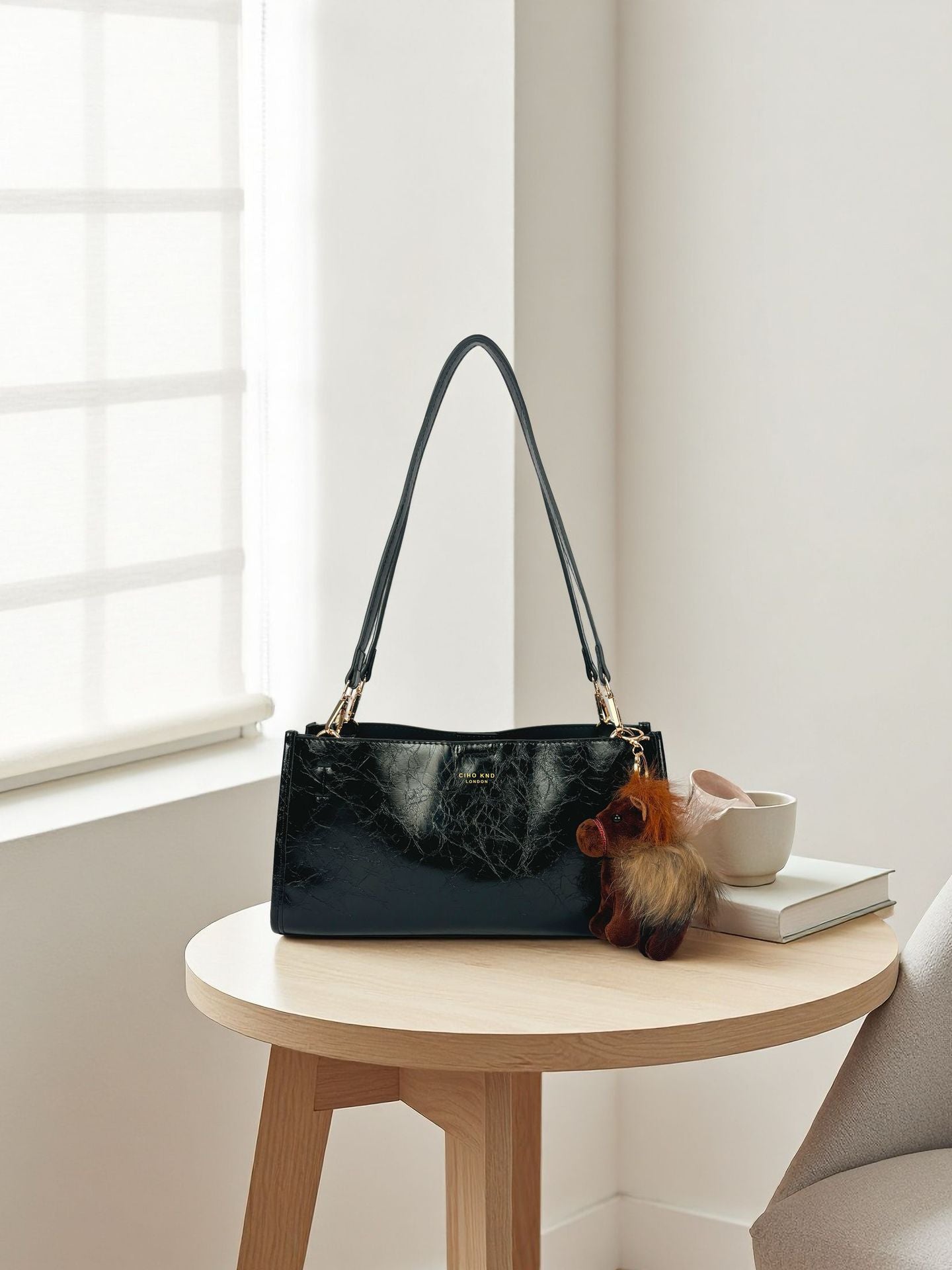 Women's Hand Warmer Cocoa Black For Texture Women's Messenger Bag