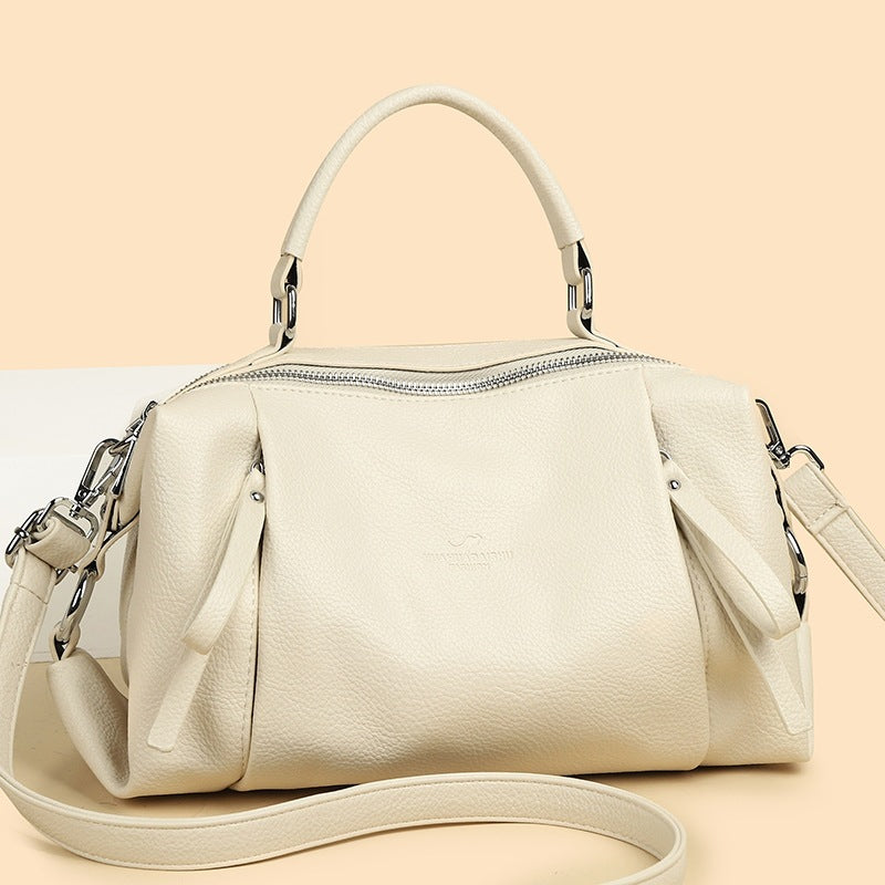 Portable Soft Leather Female Large Capacity Retro Women's Handbag