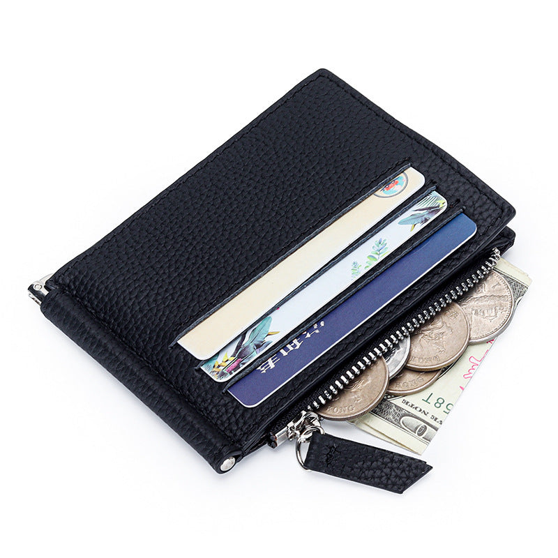 Women's & Men's Leather Dollar Clip Short Cash Zipper Ladies Wallet