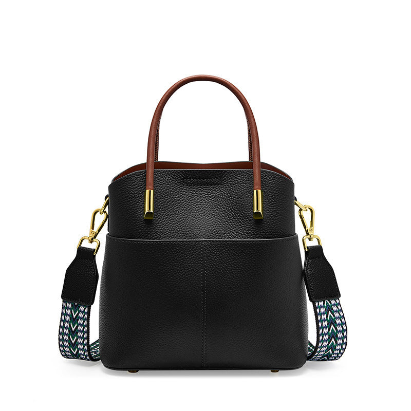 Women's Niche Genuine Leather Western Style High-grade Bucket Bags