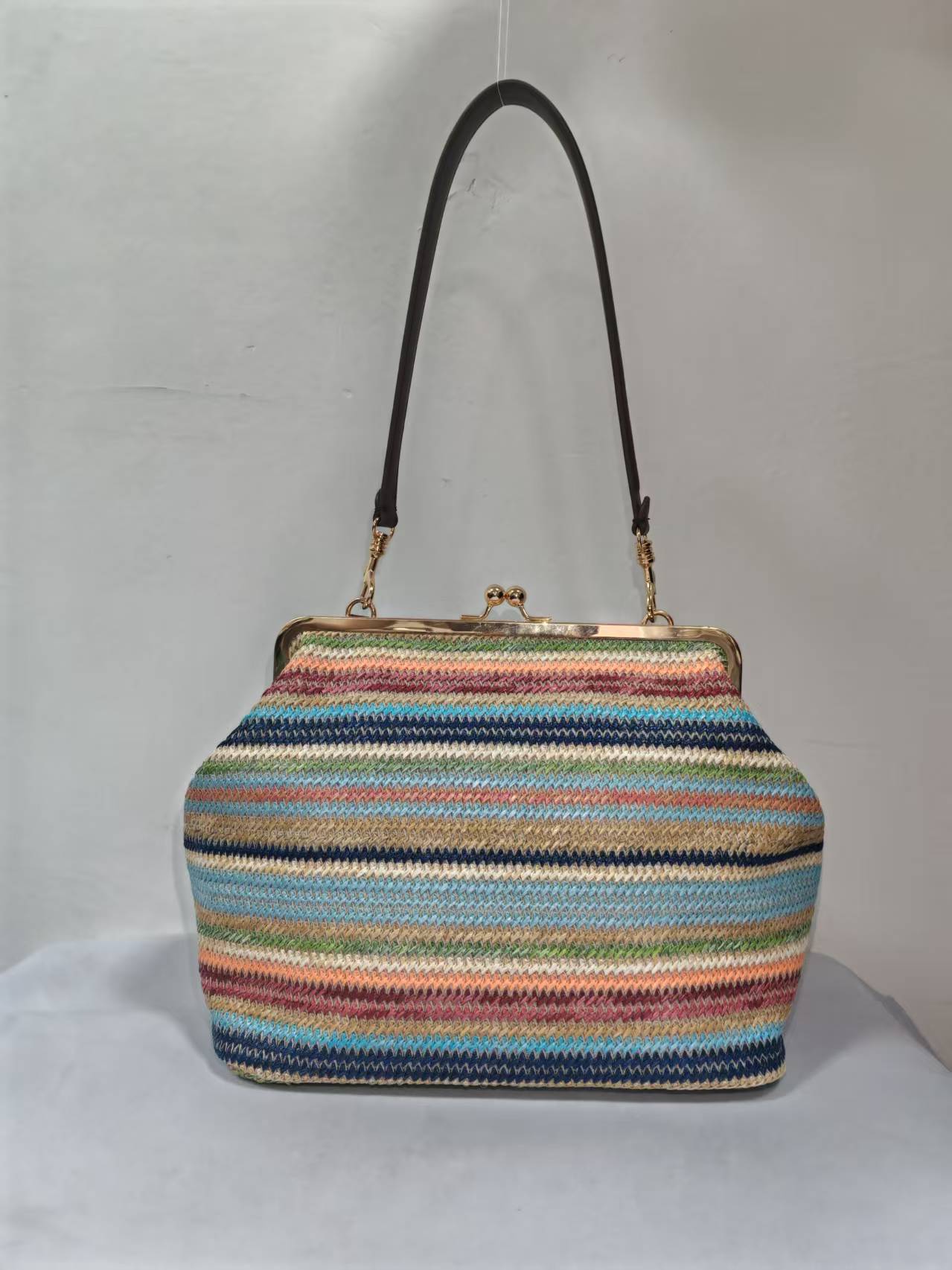 Women's Luxury Minority Design Clip Fashion Large Capacity Straw Handbags