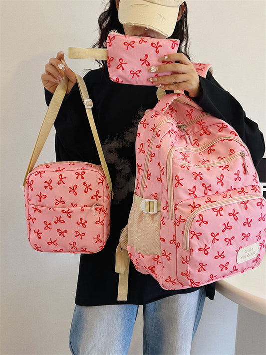 For College Large Capacity Bowknot Full Printing Leisure Backpack