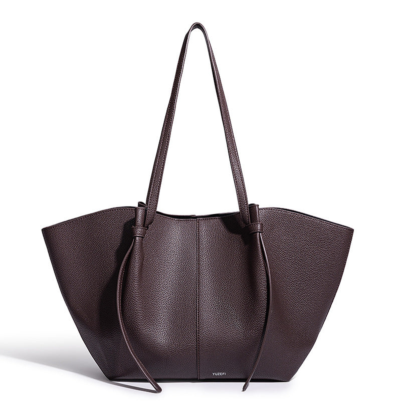 Style Litchi Pattern Leather Commuter Large Capacity Totes Women's Shoulder Bag