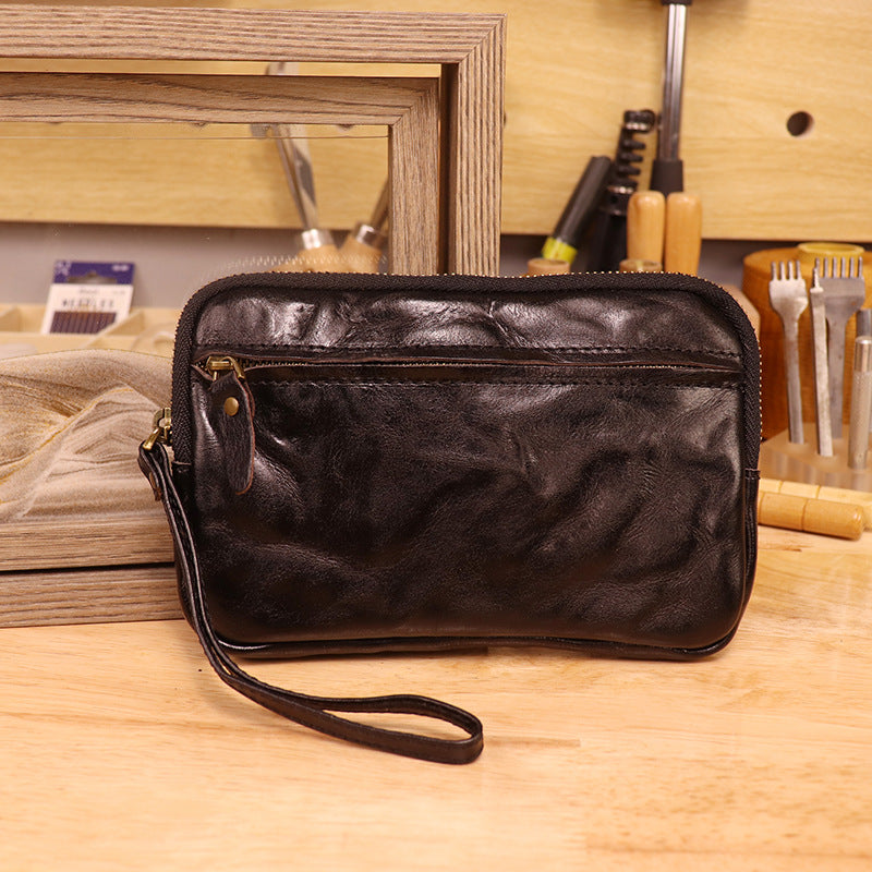 Women's Distressed Hand-rub Color First Layer Cowhide Retro Simple Large Capacity Bags
