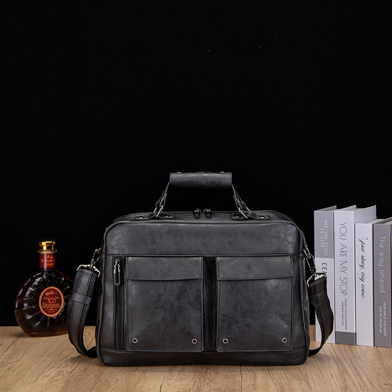 Men's Leather Korean Style Trend Computer Men's Briefcase