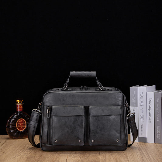 Men's Leather Korean Style Trend Computer Men's Briefcase