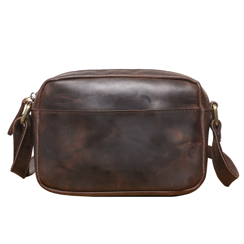 Men's Retro Crazy Horse Leather Cowhide Genuine Men's Shoulder Bag