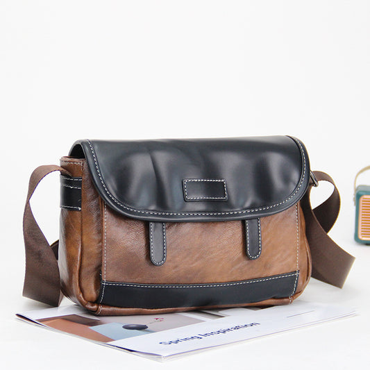 Men's Fashionable Man Personalized Horizontal Commute Leisure Korean Style Men's Shoulder Bag