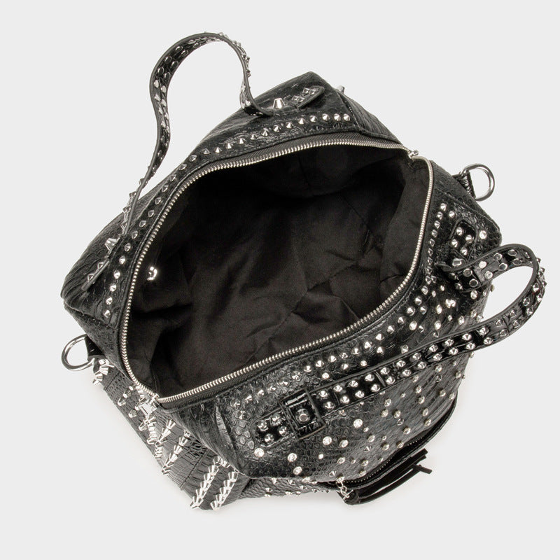 Women's Leopard Print Rivet Portable Large Capacity Women's Handbag