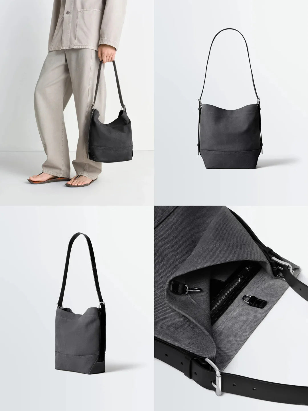 Women's & Men's Large Capacity Canvas Distressed Fabric For Hobo Women's Shoulder Bag