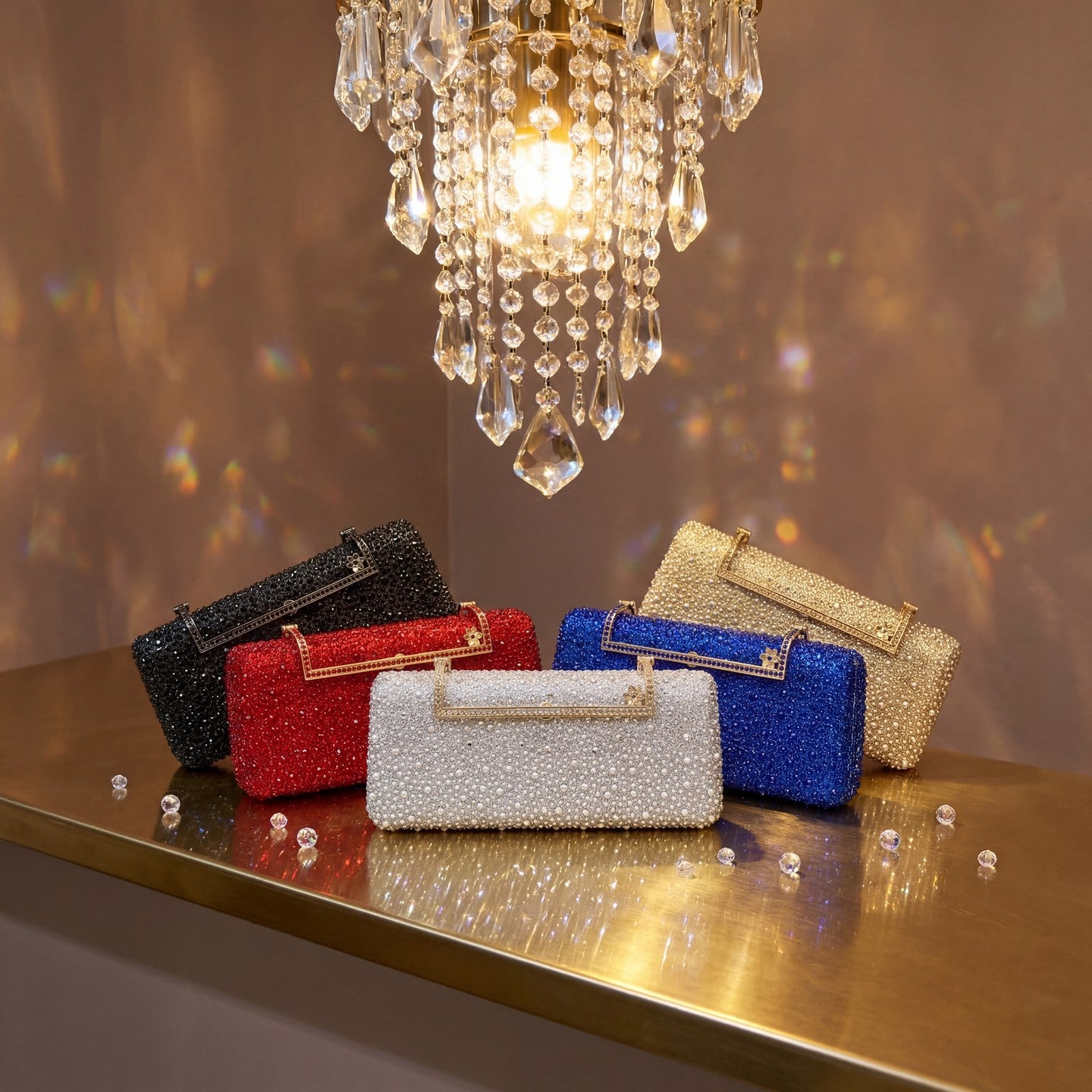 Women's Luxury Fashion Shiny Rhinestone Ornament Fashionable Elegant Dinner Bag