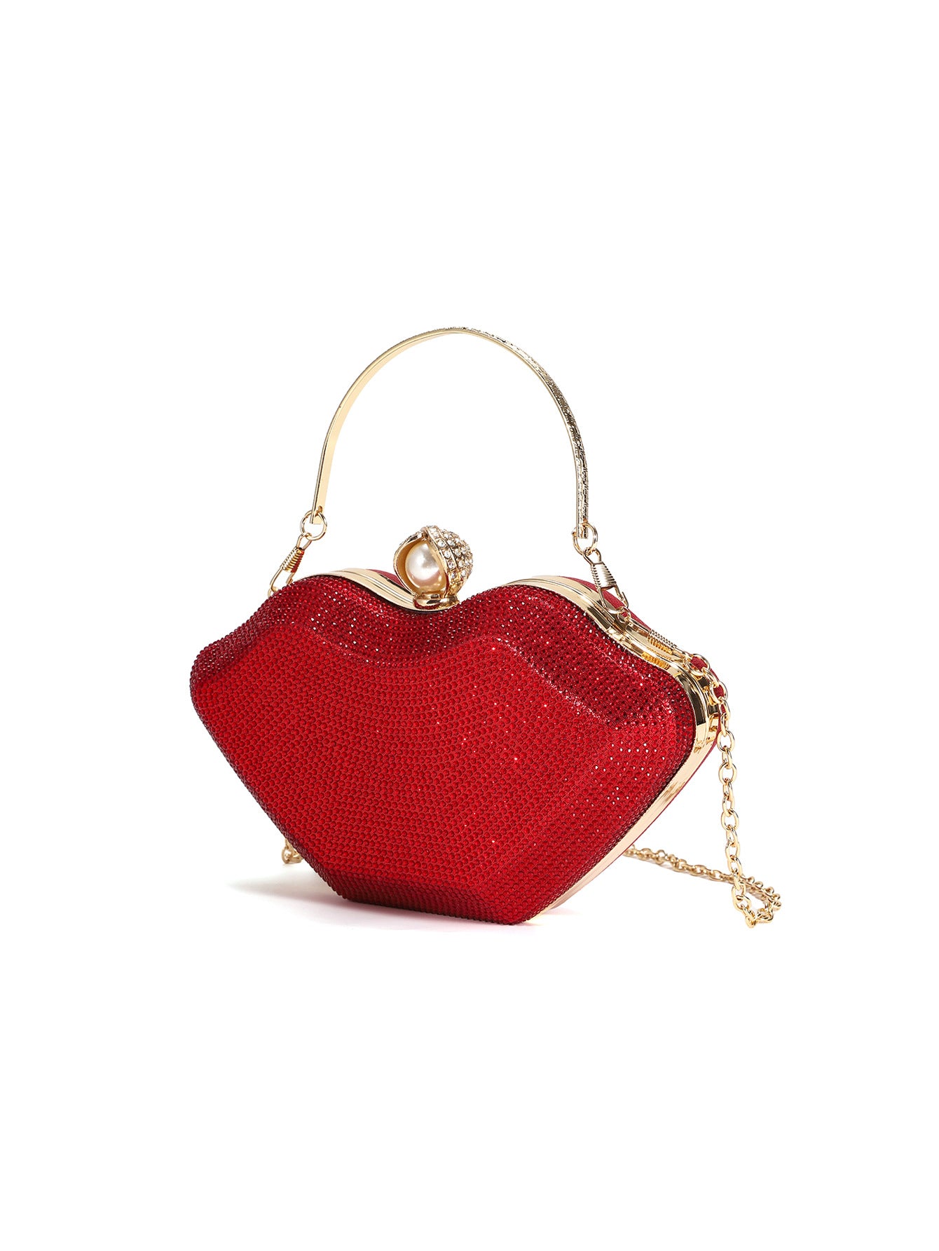 Shiny Rhinestone Lips Personalized Party Funny Valentine's Day Nightclub Dinner Bag
