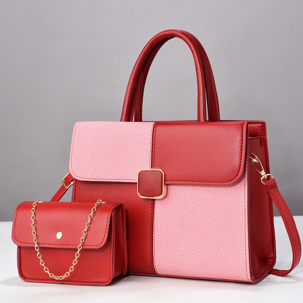 Stitching Shaping Large Capacity Contrast Color Embossed Fashion Bags