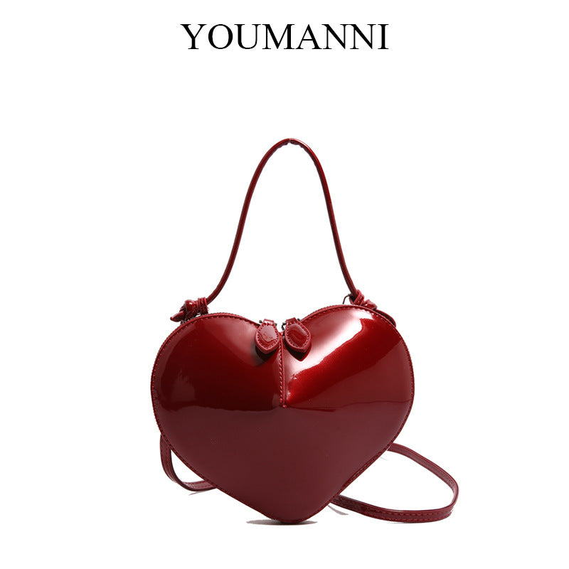 Women's French Fashion Textured Heart Shape Heart-shaped Bags