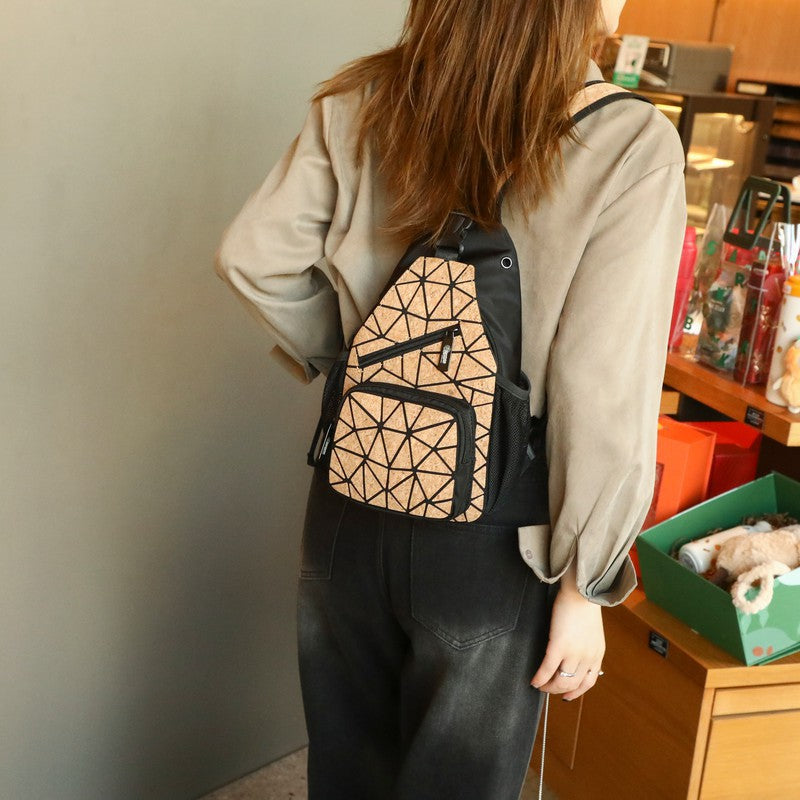 Women's Portuguese Cork Bark Geometric Rhombus Women's Shoulder Bag