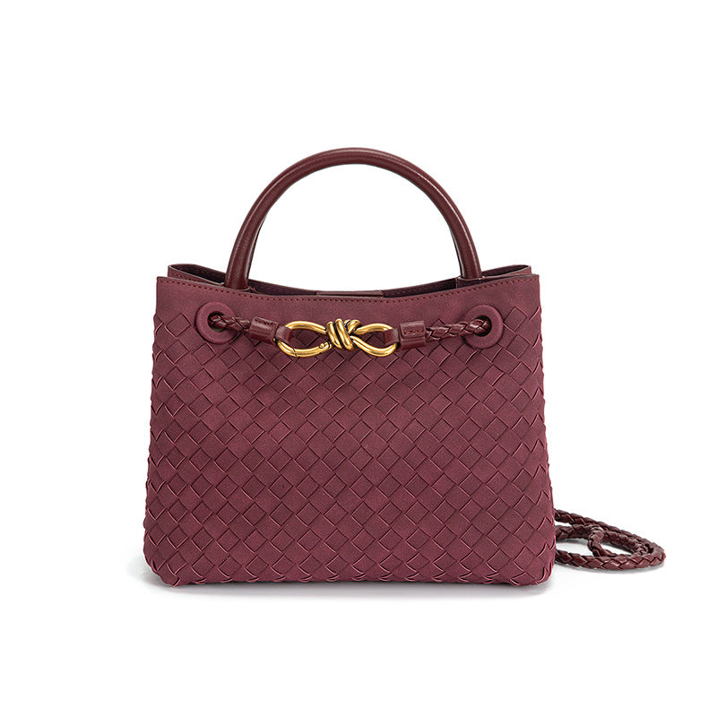 Women's Style Woven Metal Cord Fastener Portable Tote Bags