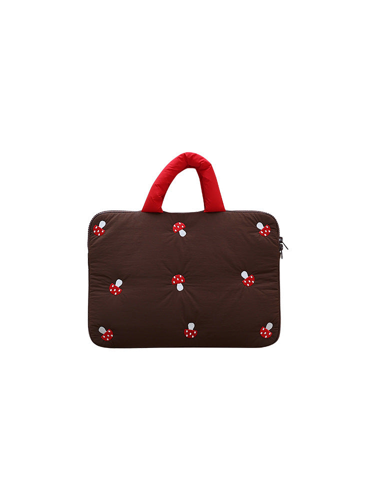 Mushroom Embroidery Inch Female Cute Good-looking Cotton Handbags
