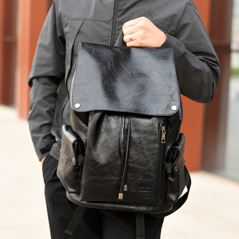 Men's Soft Leather Leisure Shirt Computer Business Backpack