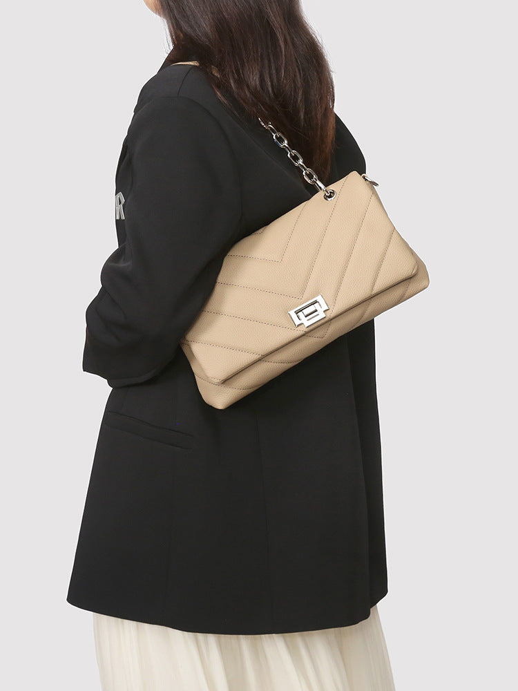 First Layer Cowhide Classic Style Rhombic Chain Bags