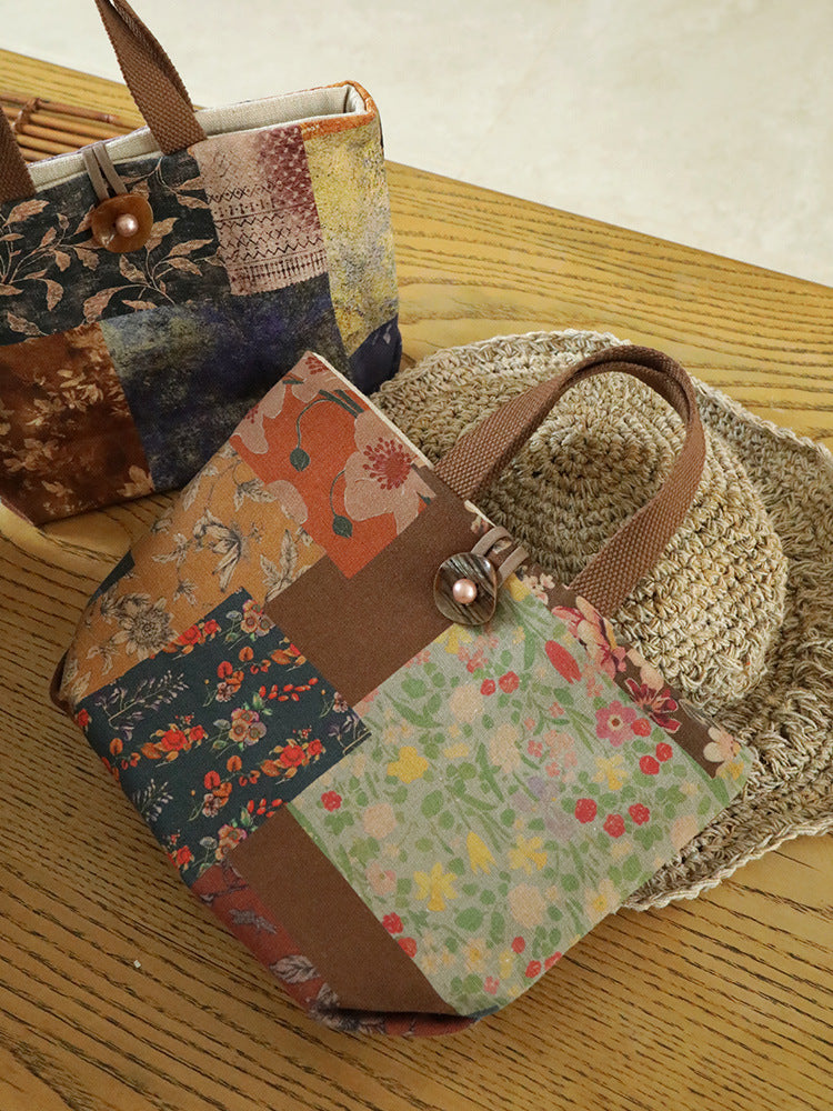 Women's Hand Niche Portable Printing Style Simple Women's Handbag
