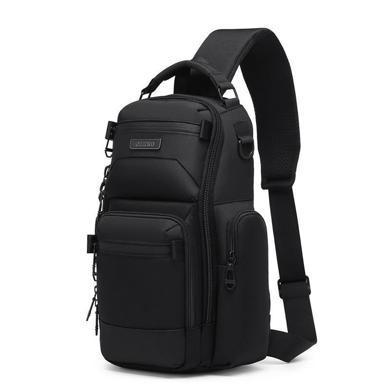 Men's High-grade Black Waterproof Lightweight Multifunctional Commute Leisure Men's Chest Bag