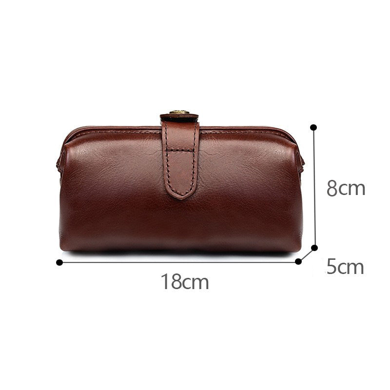 Retro First Layer Cowhide Genuine Leather Antique Women's Clutch