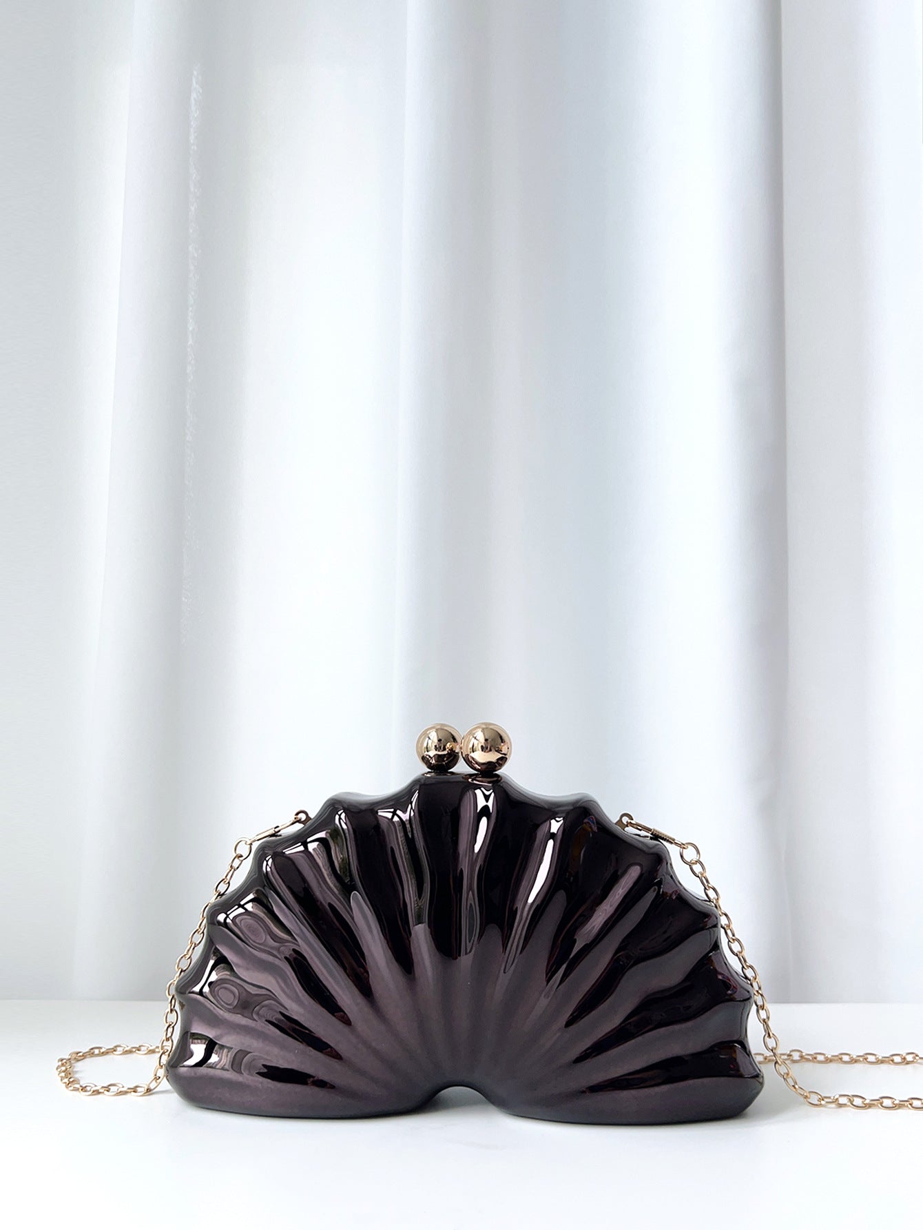 Women's Antique Monster Electroplated Chain Fan-shaped Clutch Dinner Bag