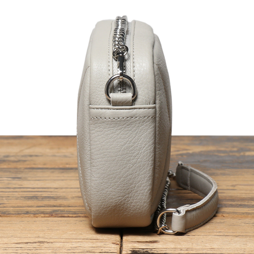 Women's Diamond Chain Top Layer Cowhide Leather Women's Shoulder Bag