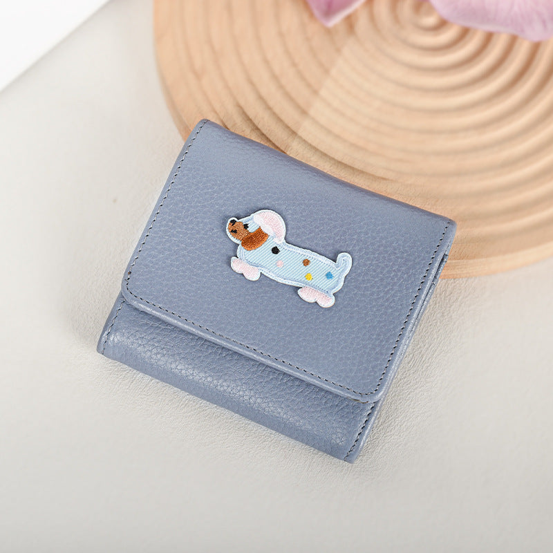 Cartoon Element Short Simple Leather Free Ladies Wallet