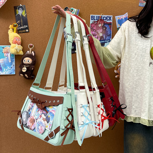 Women's Lace Bow Cartoon Cute Fresh Ribbon Transparent Women's Shoulder Bag