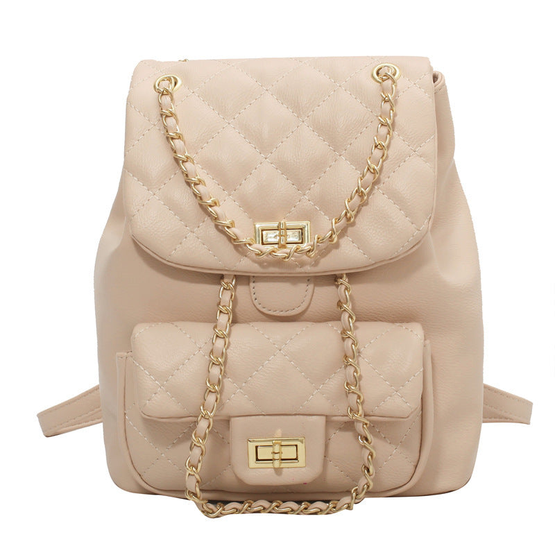 Women's Large Capacity Korean Style Versatile Texture Rhombus Backpacks
