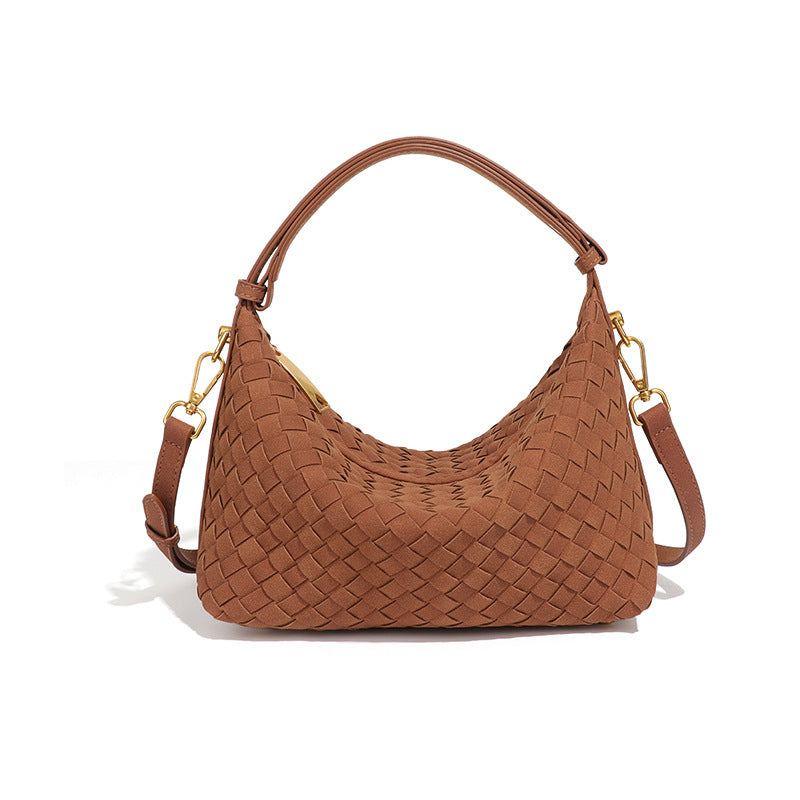 Suede Hand-woven Retro Fashion Underarm Large Women's Messenger Bag