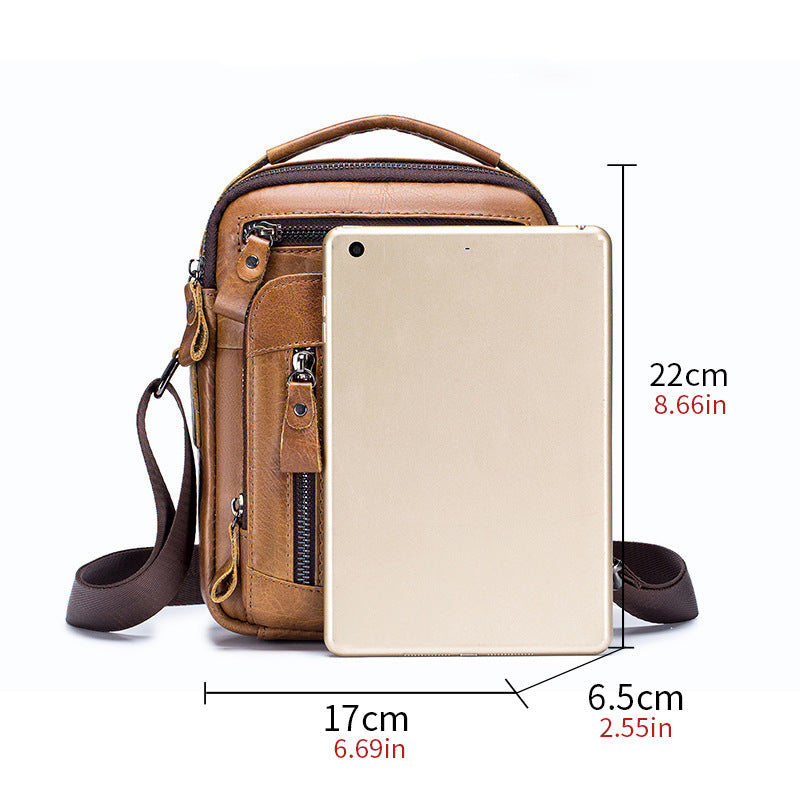 Men's Leather First Layer Cowhide Multifunctional Trendy Bags